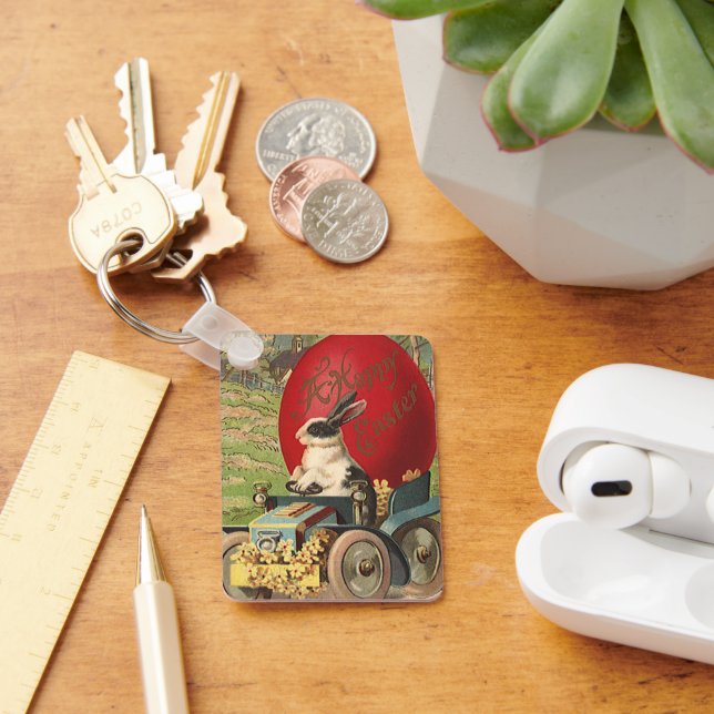 Chaveiro Páscoa Engraçada Vintage, Automóvel de Ovos Coelho (Mesa)