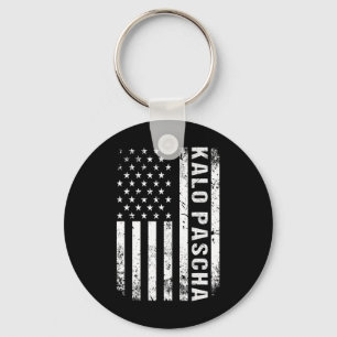 Chaveiro Páscoa Grega Kalo Pascha Retro Bandeira EUA Grego
