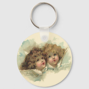 Chaveiro Páscoa Vintage, Anjos Angelicais Nuvens no Céu