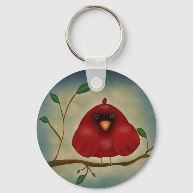 Chaveiro Pássaro Cardinal Vermelho (Frente)