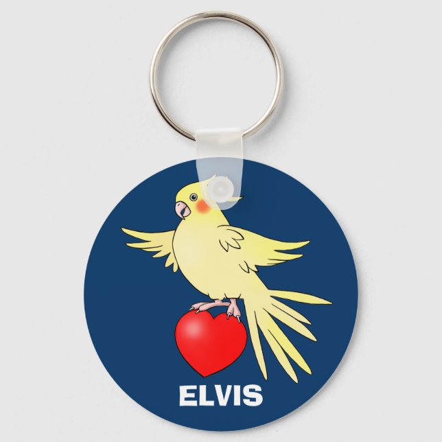 Chaveiro Pássaro Cockatiel na cadeia de teclas Heart (Frente)