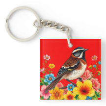 Pássaro Colorido Empoleirado Entre Flores