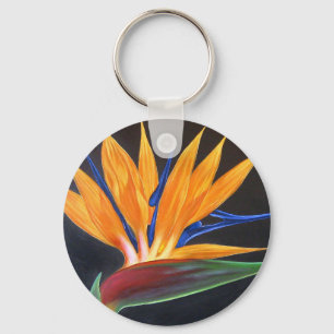 Chaveiro Pássaro da pintura tropical da flor do paraíso -
