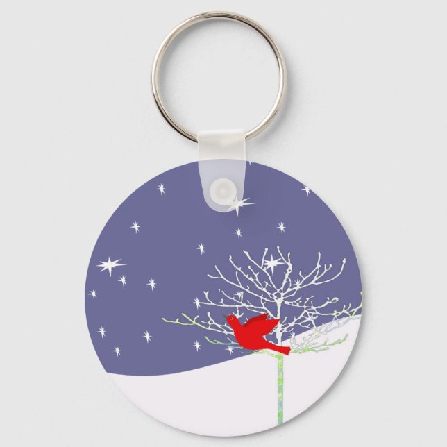 Chaveiro Pássaro de Natal Vermelho (Frente)