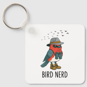 Chaveiro Pássaro Engraçado Nerd Observando Pássaro Pássaro