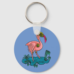 Chaveiro Pássaro Mecânico, Robô Flamingo Mecha Rosa