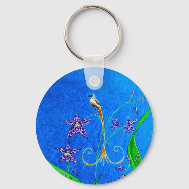 Chaveiro Pássaro Orquídeo do Havaí Feliz (Frente)