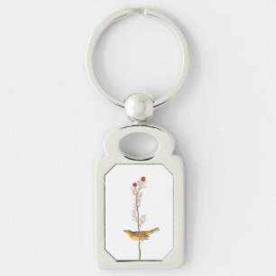 Chaveiro Pássaro Warbler Hooded de Audubon na Flor Vermelh