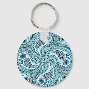 Chaveiro Pássaros da Paisley em azul-bebê