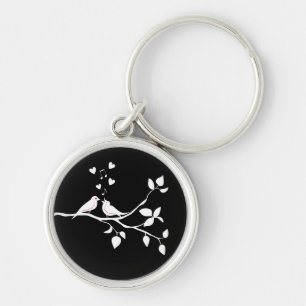 Chaveiro Pássaros do Amor Preto Branco Casamento Chuva de N