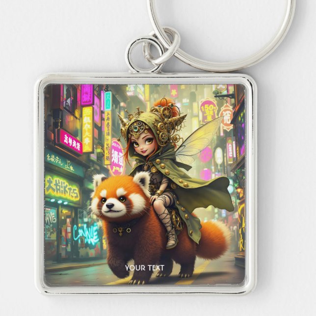 Chaveiro Passeio de Panda Selvagem Fofo de Fantasia (Frente)