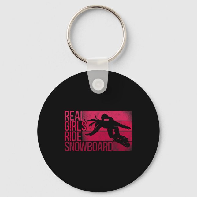Chaveiro Passeio de Rapariga de Snowboard (Frente)