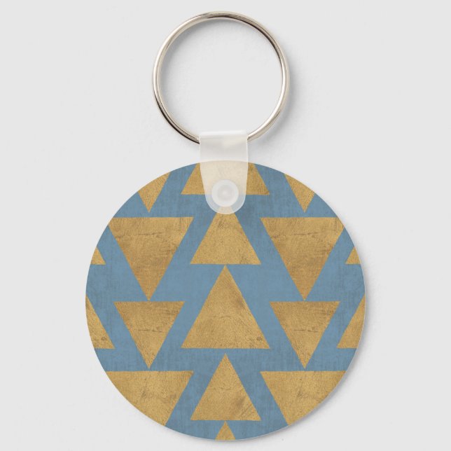 Chaveiro Passo Geo Externo | Padrão Dourado e azul (Frente)