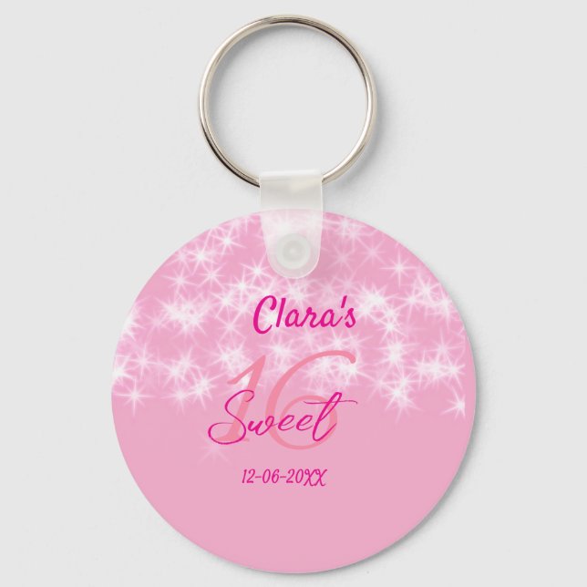 Chaveiro Pastel baby pink doce de 16 anos adicione nome da (Frente)