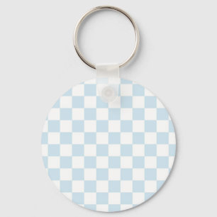 Chaveiro Pastel Blue e White Checkerboard