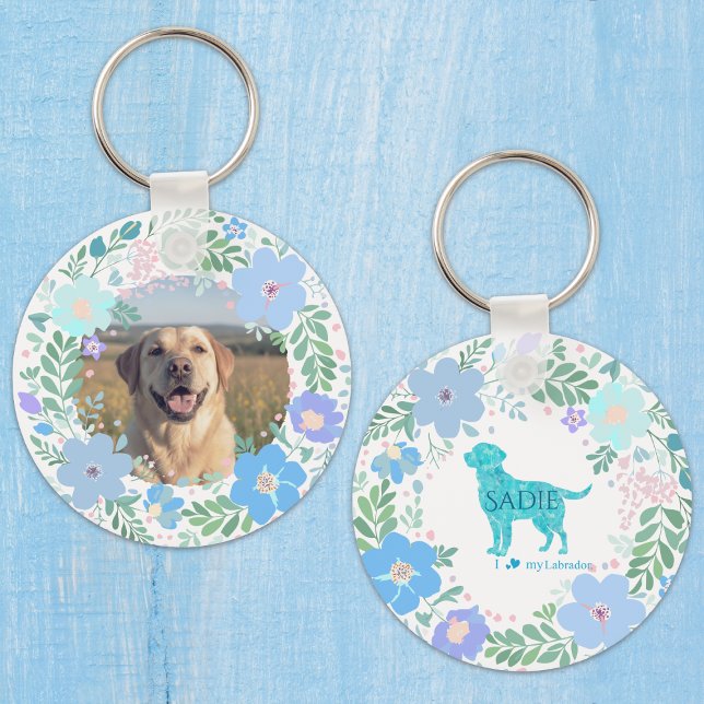 Chaveiro Pastel Blue Labrador Retriever Custom Photo  (Criador carregado)