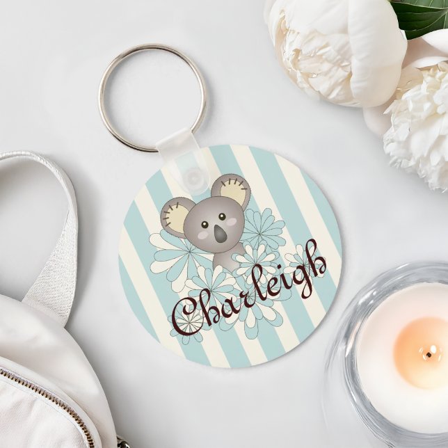 Chaveiro Pastel Blue Stripe Cute Baby Koala Kids (Criador carregado)