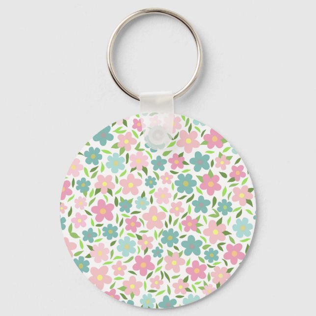 Chaveiro Pastel Ditsy Floral Shabby Chic Coquette (Frente)