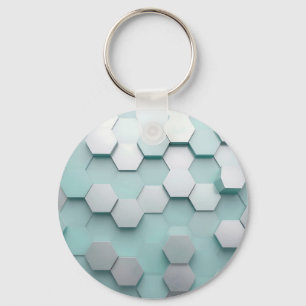 Chaveiro Pastel Mint Hexágono Mosaico 3D
