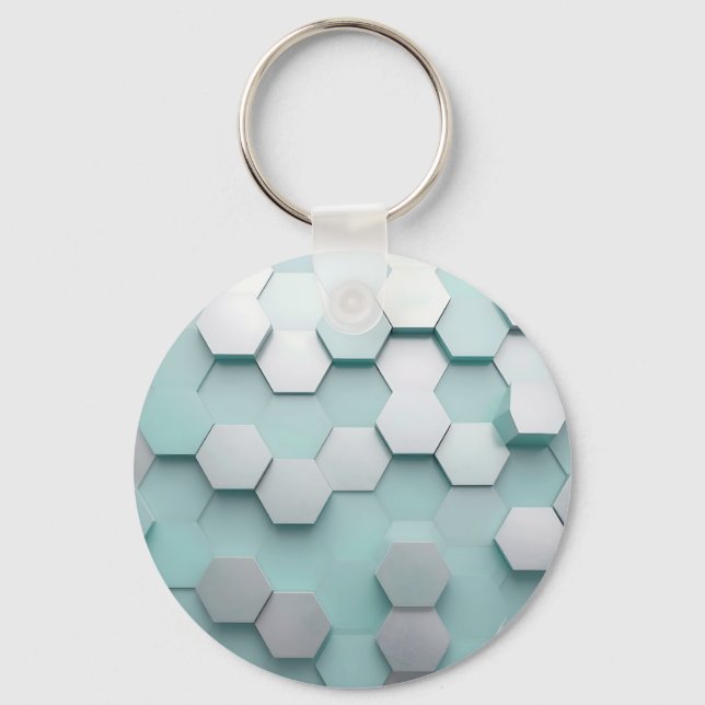 Chaveiro Pastel Mint Hexágono Mosaico 3D (Frente)