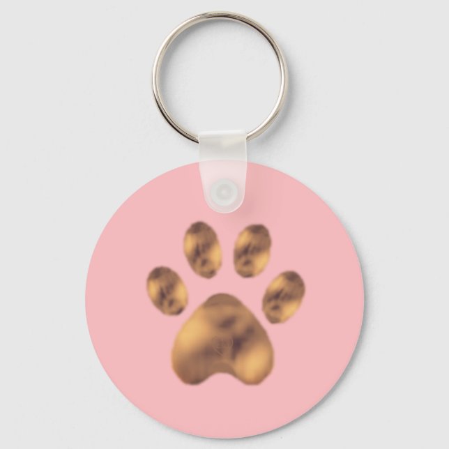 Chaveiro Pata de animal de estimação marrom fofa em rosa (Frente)
