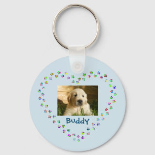 Chaveiro Pata de Gato de Cão Imprime Foto de Pet de Coração