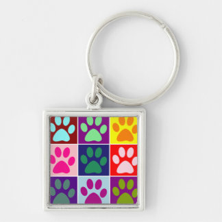 Chaveiro Patas Multicoloridas em Quadrados Multicoloridos