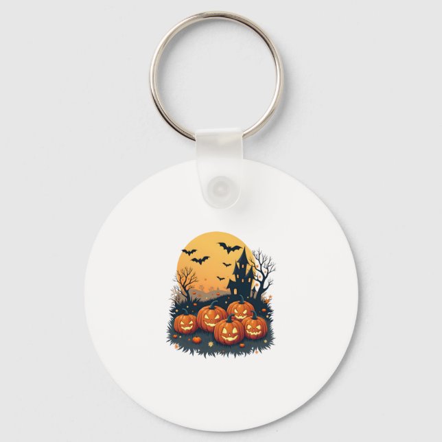 Chaveiro Patch de Abóbora Spooky � Tee do Halloween Retro (Frente)
