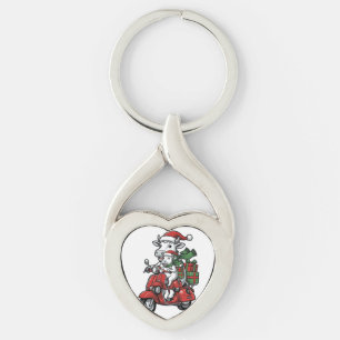 Chaveiro Patinete de Cavalgar Vaca de Natal Engraçado Desig