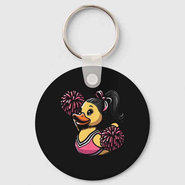 Chaveiro Pato de Borracha Cheerleader Patinho Liderando a T (Frente)