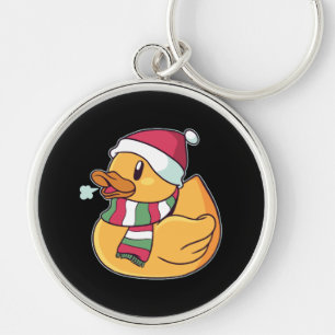 Chaveiro Pato de Borracha do Natal Chapéu do Papai Noel Pre