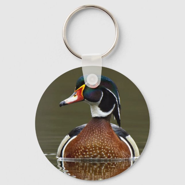 Chaveiro Pato de madeira na água (Frente)