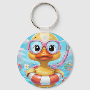 Chaveiro Pato do Partido da Piscina de Caricatura com Snork