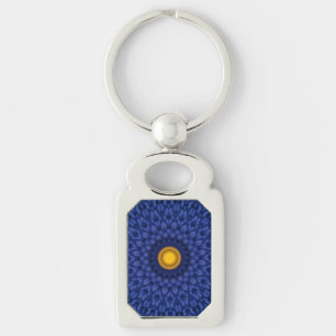 Chaveiro Pato em azul com caleidoscópio amarelo