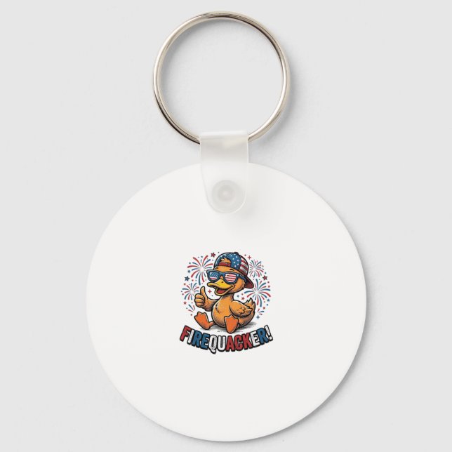 Chaveiro Pato Patriótico Firequacker Design de Camisa Vinta (Frente)