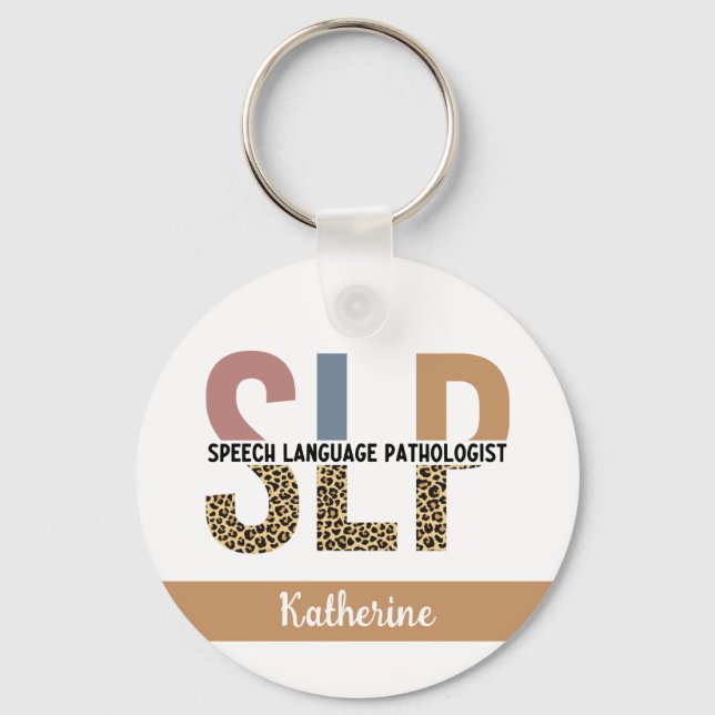 Chaveiro Patologista Leopard de Discurso SLP Personalizado (Frente)