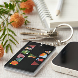 Chaveiro Patria y Vida Black Floral Letters