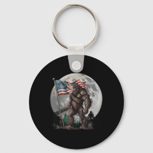 Chaveiro Patriot Sasquatch Bigfoot Merica USA Flag Lua 4ª