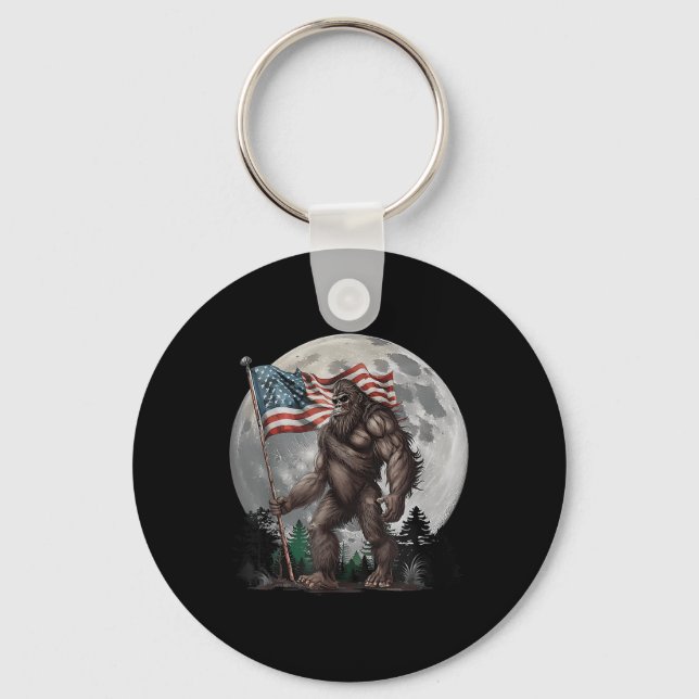 Chaveiro Patriot Sasquatch Bigfoot Merica USA Flag Lua 4ª (Frente)