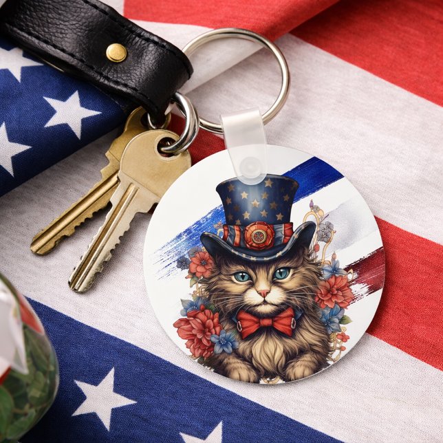 Chaveiro Patriotic Americana Cat (Criador carregado)
