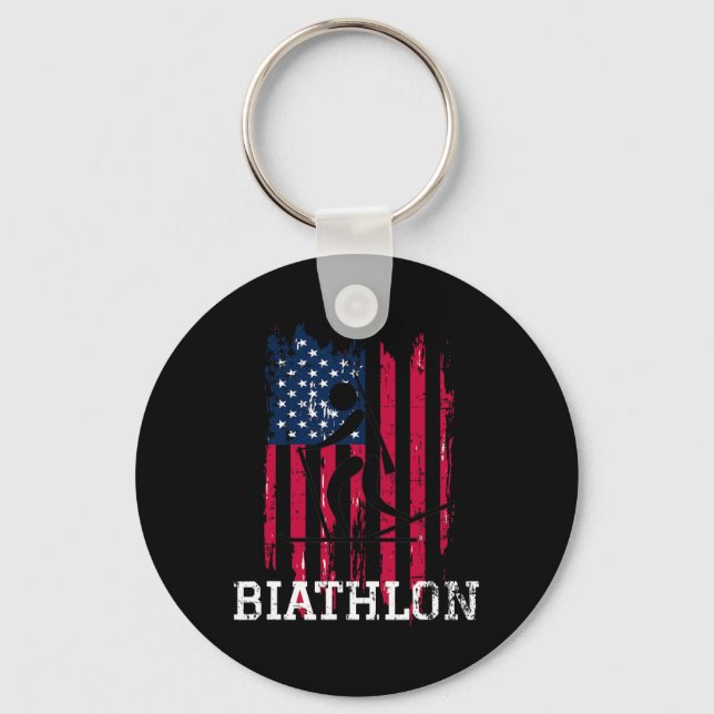 Chaveiro Patriotic Biathlon Athleton Usa Flag Ski Shoot Win (Frente)