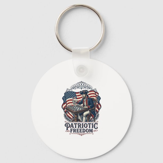 Chaveiro Patriotic Chess Player Vector Graphic Tee (Frente)