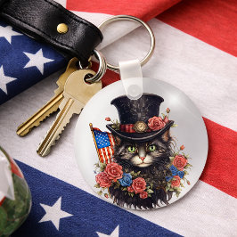 Chaveiro Patriotic Star Spangled Cat