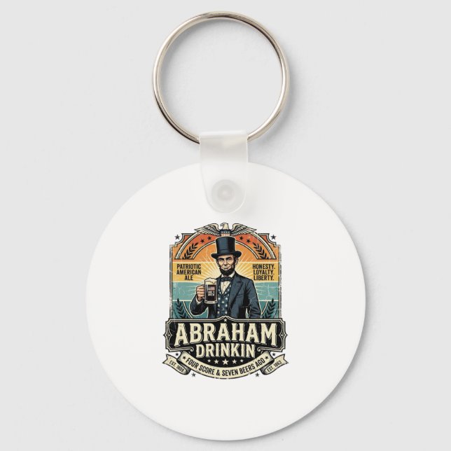 Chaveiro Patriótico Abraham Bebendo Retro Desgastado (Frente)
