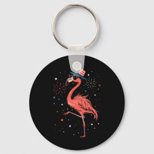 Chaveiro Patriótico Americano Flamingo Dancing Usa Flag 4th