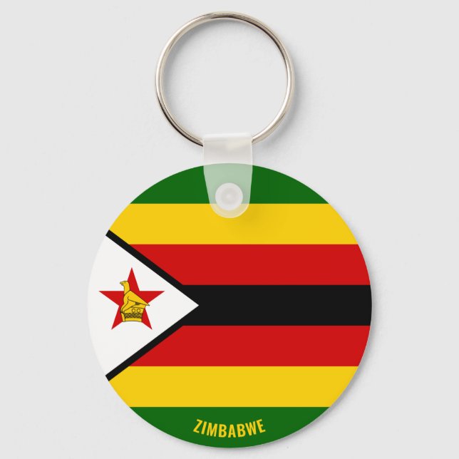 Chaveiro Patriótico Armador de Bandeiras do Zimbabué (Frente)