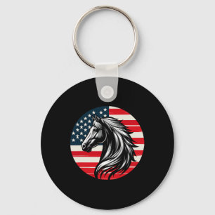 Chaveiro Patriótico Cavalo Americano Bandeira Horseback And