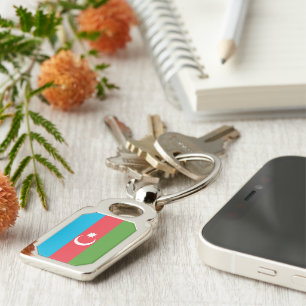 Chaveiro Patriótico com Bandeira do Azerbaijão