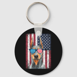Chaveiro Patriótico Doberman Pinscher 4 De Julho Americano