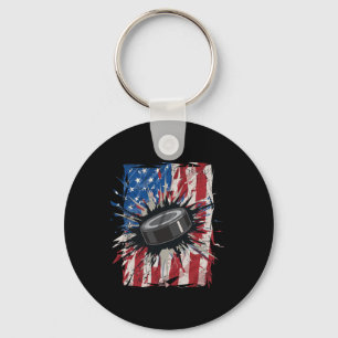 Chaveiro Patriótico Hockey 4 De Julho Homens Eua Americanos